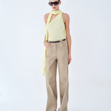 Elise-One-Shoulder Crushed Chiffon Scarf-Detail Blouse