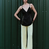 Rita-Satin V-Neck Dress With Sequin Neckline And Side Details