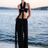 Stella-Accessory-Detail Jersey Top With Chiffon Overlay