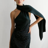 Asia - One Shoulder Satin and Sequin Detailed Mini Dress