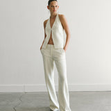 Milen - Low Rise Tailored Trousers in Denim