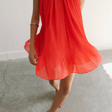 Mei - Backless Pleated Chiffon Mini Dress
