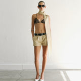 Lou - Tailored Pleated Mini Shorts