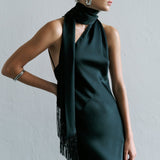 Brice - One Shoulder Satin Maxi Dress in Black