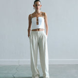 Zee - Double Pleated Tailored Trousers in Denim