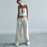 Zee - Double Pleated Tailored Trousers in Denim