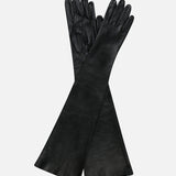 Vale Buttoned Leather Gloves in Black