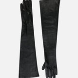 Vale Buttoned Leather Gloves in Black