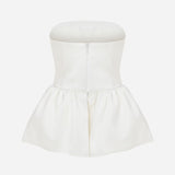 Jackie - Strapless Top with Peplum in White