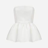 Jackie - Strapless Top with Peplum in White