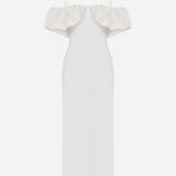 Sarah - Voluminous Strapless Midi Dress in White