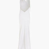 Brice - One Shoulder Satin Maxi Dress in White