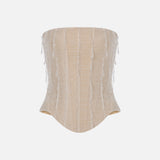 Aline - Hand-Beaded Corset With Satin Tulle Overlay