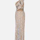 Eve - One-Shoulder Lace Maxi Dress With Hand-Beaded Embellishments
