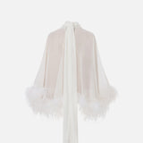 Dee - Neck-Tie Feather-Detail Short Cape