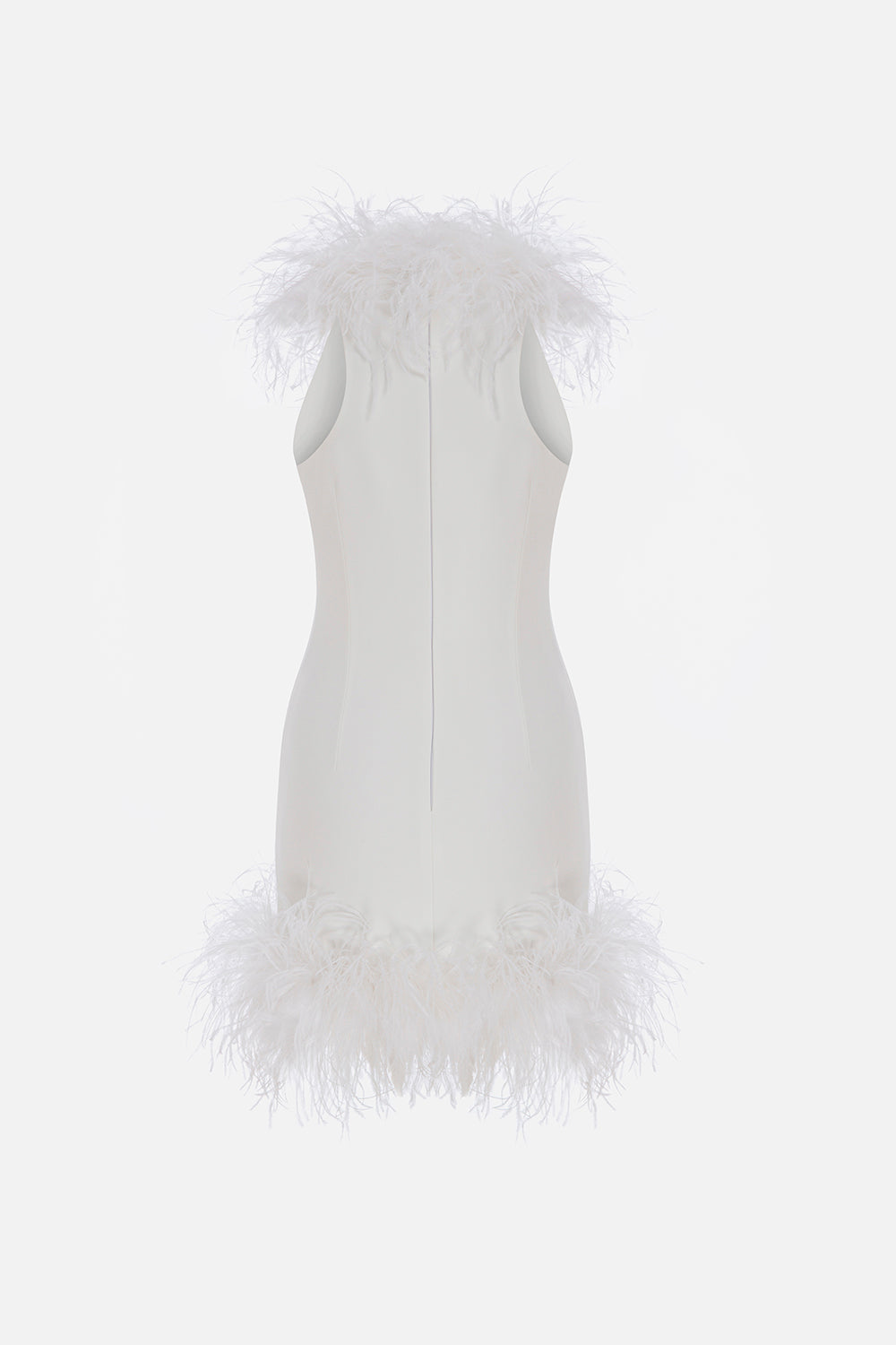 Camia-Feather Trimmed Halter Neck Mini Dress – ILA Official