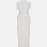 Bex - Triangle Neck Feathered Midi Dress
