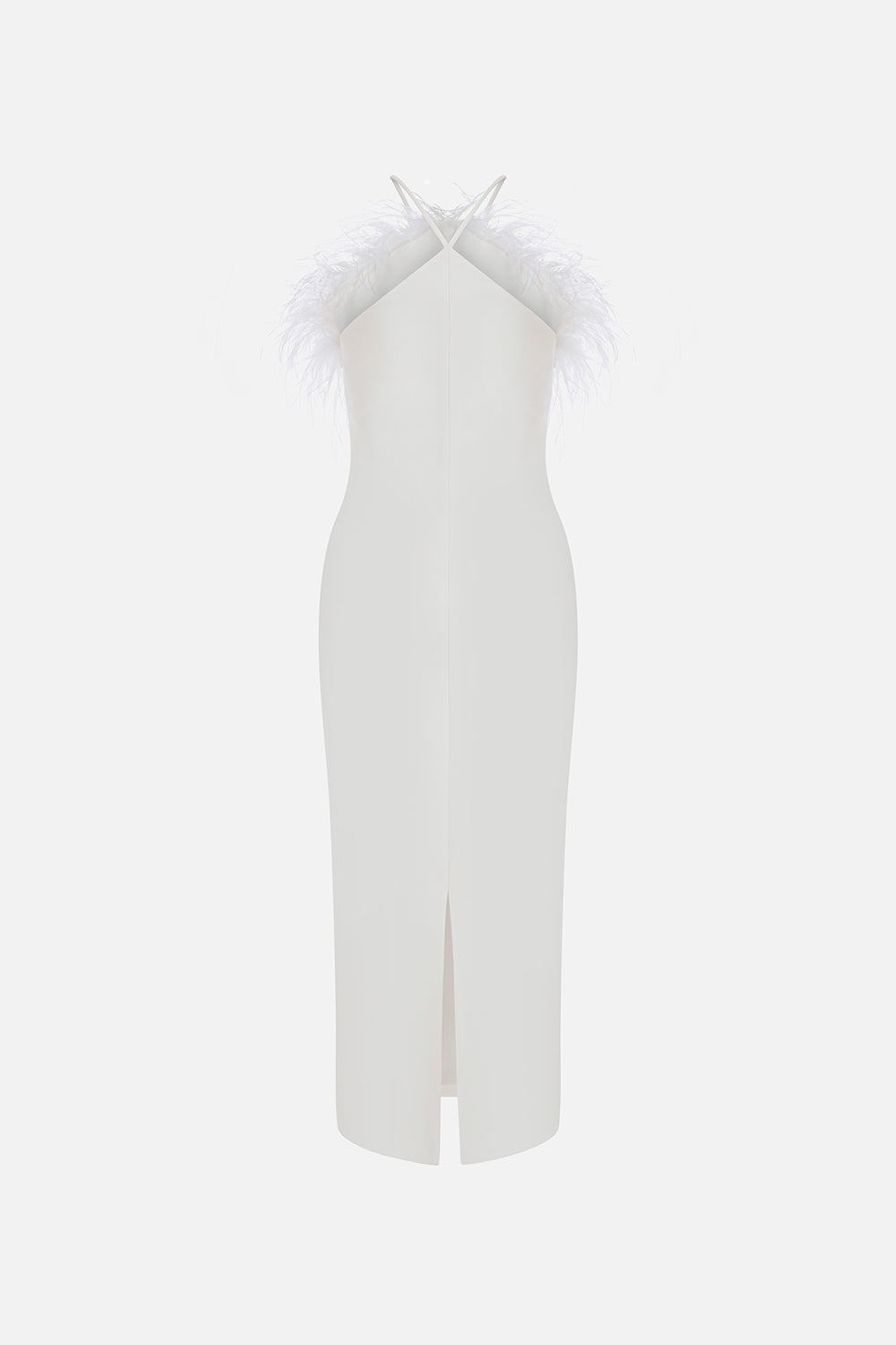 Bex-Triangle Neck Feathered Midi Dress  ILA Official