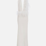 Talia - V-Neck Feathered Maxi Dress