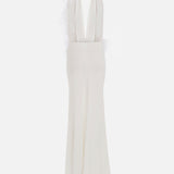 Talia - V-Neck Feathered Maxi Dress