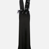 Carey - V-Neck Feathered Maxi Dress