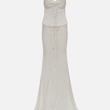 Margo - Cowl-Neck Jacquard Maxi Dress With Corset Belt