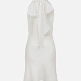 Viona-Draped High Neck Bias Cut Satin Mini Dress
