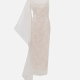 Bea - Silk Organza Boat Neck Midi Dress With Inner Lace Detail