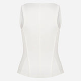 Lilou - U Neck Corset Detailed Tank Top in White