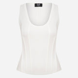 Lilou - U Neck Corset Detailed Tank Top in White