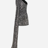Sophie - One Shoulder Sequin Dress with Shawl Detail