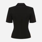Kate - Polo Neck Corset Detailed T-Shirt in Black