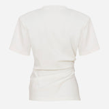 Lilia - Draped T-Shirt With Shoulder Pads in White