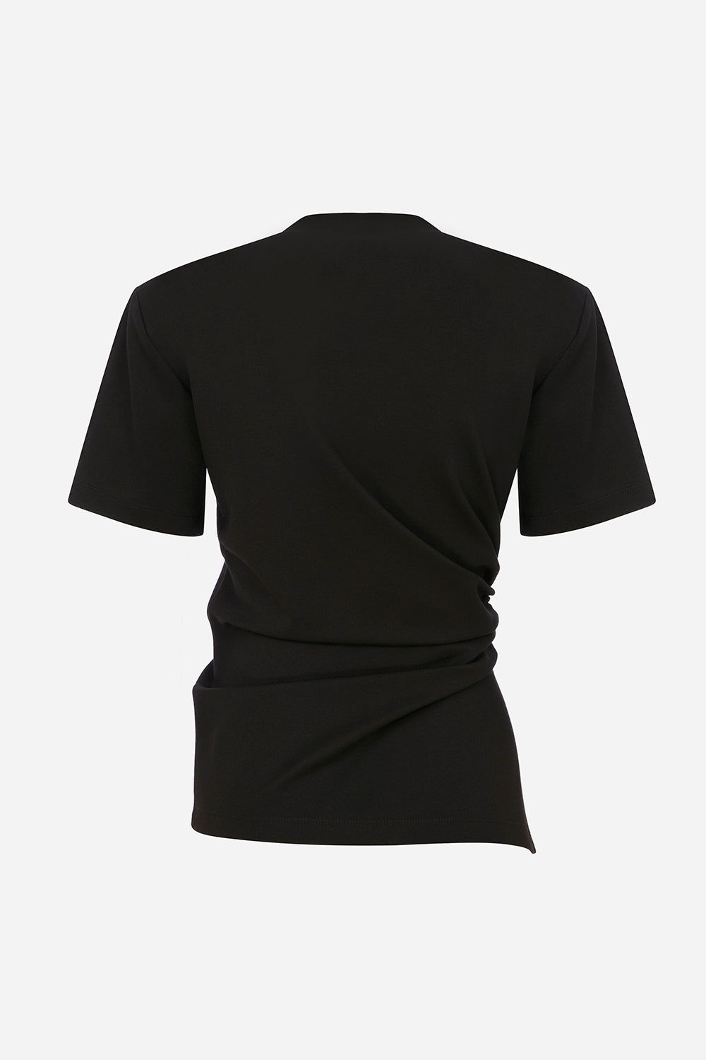 Lilia-Draped T-Shirt With Shoulder Pads in Black