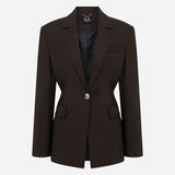 Mono - Constructed Wool Blazer in Brown
