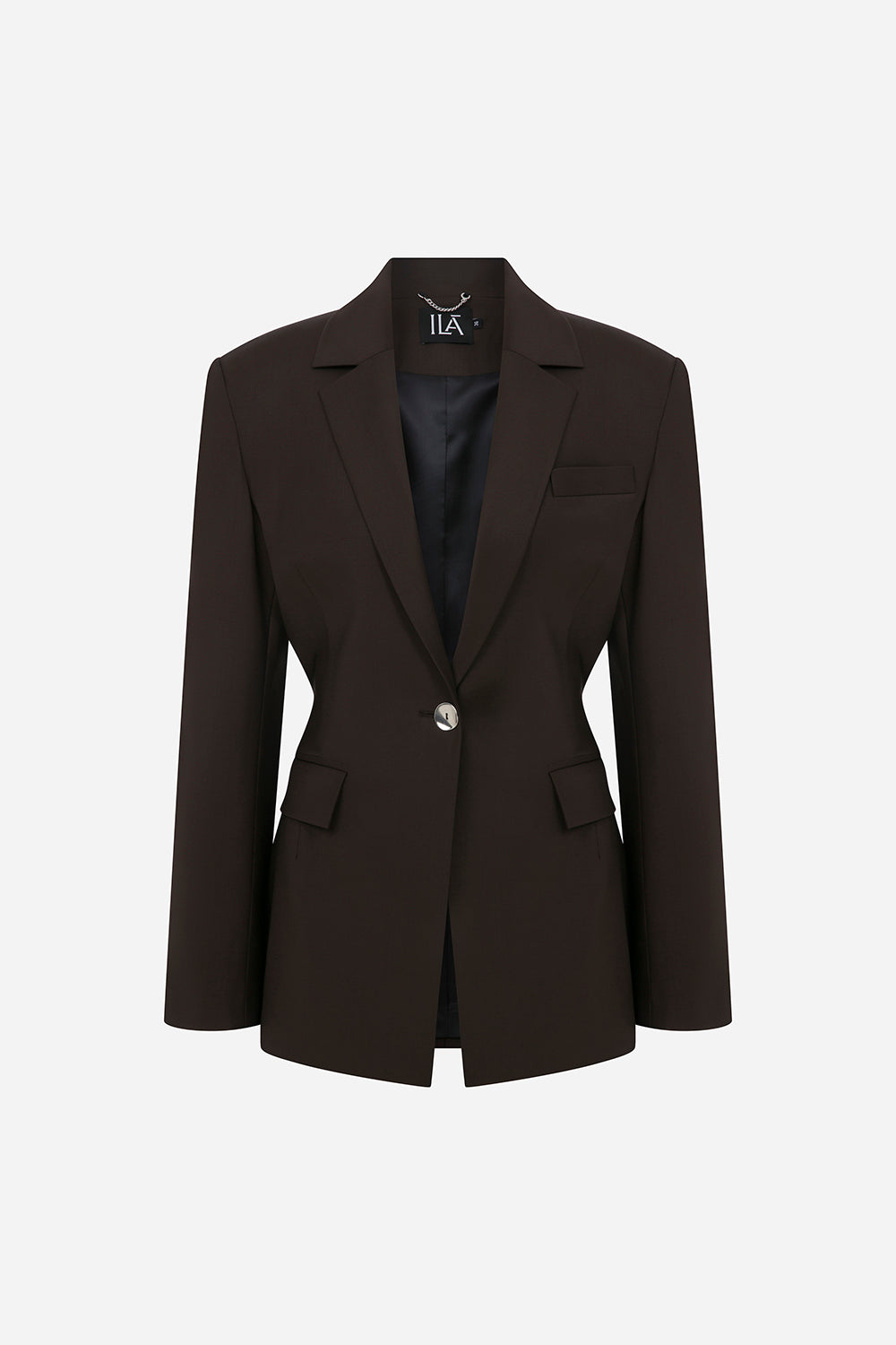 Mono-Constructed Wool Blazer in Brown