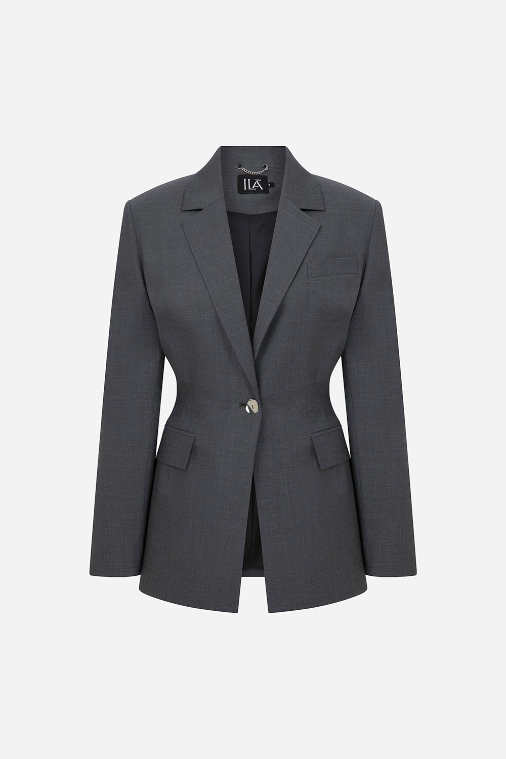 Mono-Constructed Wool Blazer in Grey