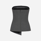 Eve - Strapless Wool Top With Button Detail in Grey