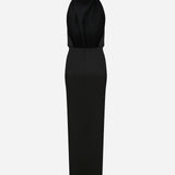 Alina - Satin Maxi Dress With Twist Detail in Black