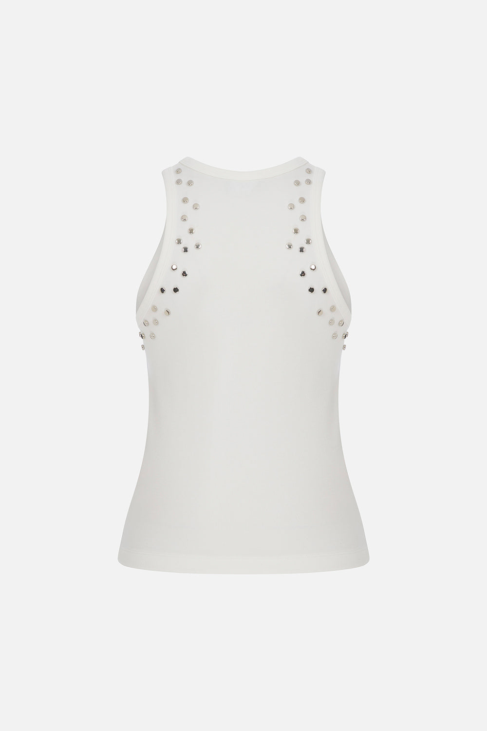 Daisy Tank Top with Accessory Detail in White
