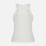 Daisy Tank Top with Accessory Detail in White