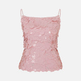 Cassie Open-Back Sequin Top in Pink Sequin