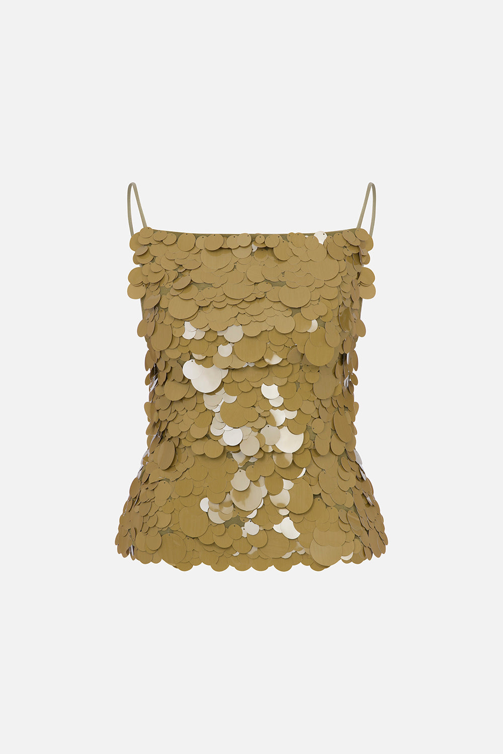 Cassie Open-Back Sequin Top in Green Sequin