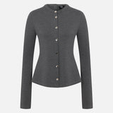 Bree Knit Blouse with Button Detail in Grey