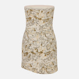 Maelle Strapless Sequin Mini Dress in Beige Sequin