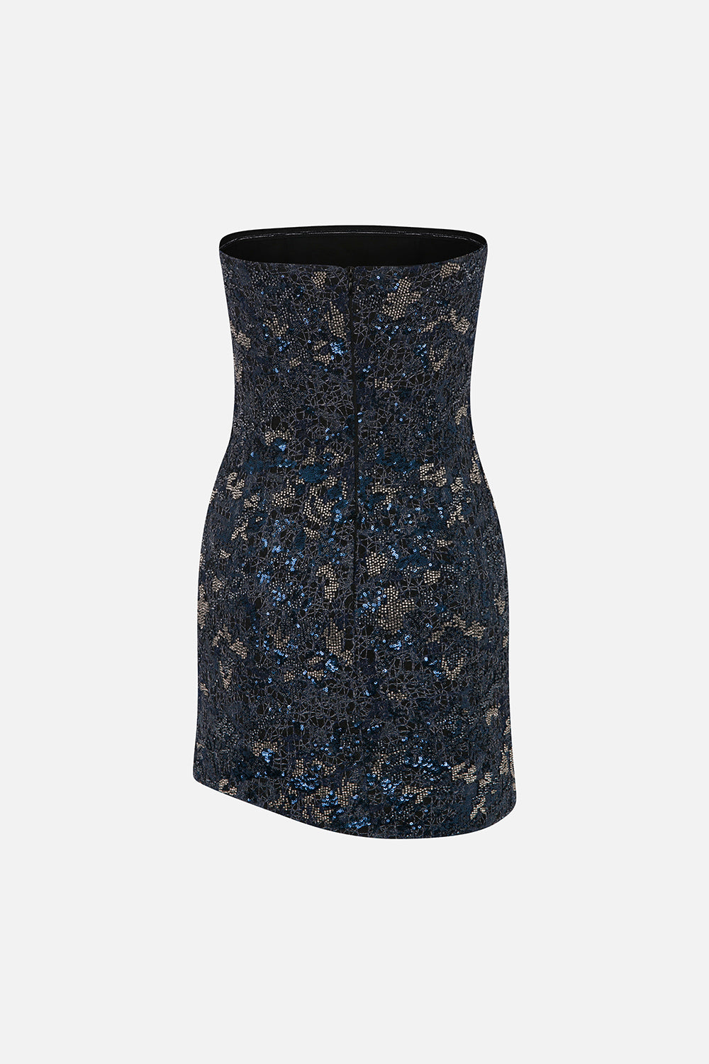 Maelle Strapless Sequin Mini Dress in Navy Blue Sequin
