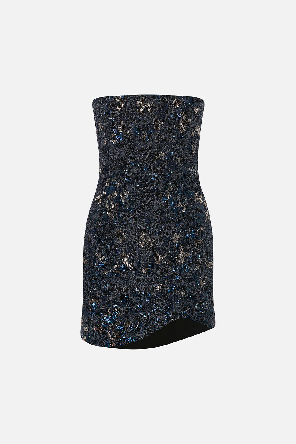 Maelle Strapless Sequin Mini Dress in Navy Blue Sequin