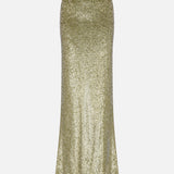 Lina Sequin Maxi Skirt in Green Sequin