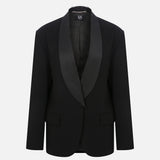 Nara Shawl-Collar Blazer with Trim Detail in Black
