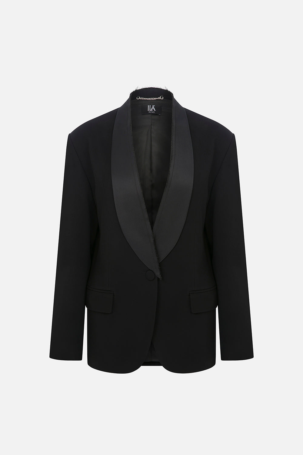 Nara Shawl-Collar Blazer with Trim Detail in Black